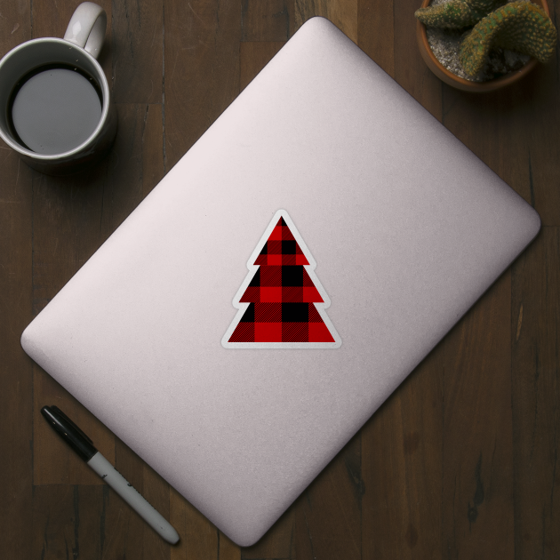 Pine Tree in Buffalo Plaid Pattern by EdenLiving